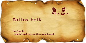 Malina Erik névjegykártya
